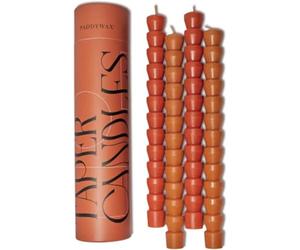 Paddywax Taper Candles Shaped Unscented Dinner Candle Set, 4-Pack, Red & Terracotta