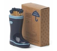 Paddywax Wellington Boot with Safety Matches Included, Ceramic, Navy Blue, 25-Count