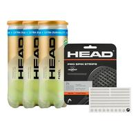 Padel Bundle - Head Padel PRO S+ 3 Pack (9 Balls) & Rezztek Pro Spin Strips | For Padel Rackets, Bundle for Maximum Spin and Control
