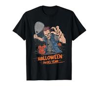 Padel Halloween Zombie Pumpkins and Paddle Tennis Racket T-Shirt, Men, Black, Medium