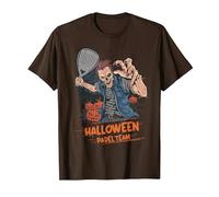 Padel Halloween Zombie Pumpkins and Paddle Tennis Racket T-Shirt, Men, Brown, Small