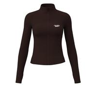 PADEL PULSE ACE AeroFlex Performance Zip Top - Women’s Lightweight Long Sleeve Top, Breathable Quick-Dry Sports Top for Padel, Tennis & Training Cofee Brown (S)