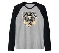 Padel Shield Crossed Pala Tennis Player Vintage Gift Raglan Baseball Tee