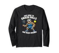 Padel Sloth - Just Here to Smash Balls and Make Friends Long Sleeve T-Shirt