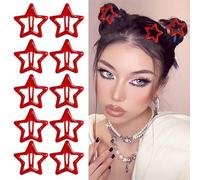 Paderison 10PCS Red Star Hair Clips Y2K Star Snap Hair Clips Metal Hair Barrettes for Girls Women Cute Y2K 2000s Star Hairpins Decoration Non Slip Star Hair Y2K Accessories for Thin Thick Hair