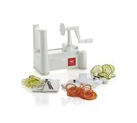 Paderno World Cuisine 3-Blade Vegetable Slicer/Spiralizer, Counter-Mounted and includes 3 Stainless Steel Blades