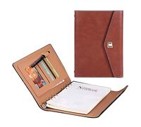 Padfolio A5 Business Portfolio PU Leather Conference Folder Waterproof Executive Document Organizer for Men and Women School Office Conferences(Brown 1)