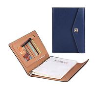 Padfolio A5 Business Portfolio PU Leather Conference Folder Waterproof Executive Document Organizer for Men and Women School Office Conferences(Blue)