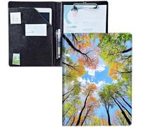 Padfolio Clipboard Folder Portfolio Notepad Organizer,Leather Interview Resume Folder,Conference Document Organizer with Business Card Holder,A4 Size Notebook Clipboard,Forest Trees