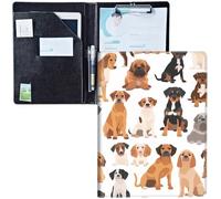 Padfolio Clipboard Folder Portfolio Notepad Organizer,Leather Interview Resume Folder,Conference Document Organizer with Business Card Holder,A4 Size Notebook Clipboard,Dog -1482