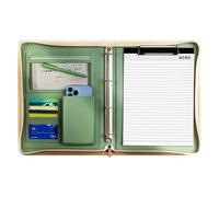 Padfolio for Men, Leather Notepad Holder | Business Legal Document Organizer - Leather Binder with A4 Notepad and Binder for Men Women, green, Consulte la descripción