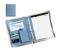 Padfolio for Men, Leather Notepad Holder, Business Resume Legal , Leather Organizer with Zipper, Business Legal Resume Pad co, blue, Consulte la descripción
