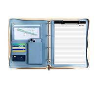 Padfolio for Men, Leather Notepad Holder | Commercial Legal Document Organizer - Leather Folder with A4 Notepad and Wallet Folder for Men and Women, blue, Consulte la descripción