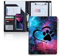 Padfolio/Portfolio Folder Clipboard,Padfolio Clipboard,Writing Portfolio Leather with Cover for Card Holder Slot Letter Size A4 for Office Conference Notepad Clip Boards,Galaxy Love Paw
