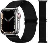 PADFURN Stretchy Nylon Bands Compatible with Apple Watch 38mm 40mm 41mm Elastic Adjustable Band for iWatch Series 11 10 9 8 SE3 SE2 Ultra3 Ultra2 7 6 5 4 3 2 1 Sports Strap-Black