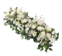 PADGCNOR Flower Wall Panel 100CM DIY Wedding Flower Wall Arrangement Silk Peonie Rose Artificial Floral Row Decor Marriage Iron Arch Backdrop for Birthday, Wedding(White)