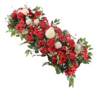 PADGCNOR Flower Wall Panel 100CM DIY Wedding Flower Wall Arrangement Silk Peonie Rose Artificial Floral Row Decor Marriage Iron Arch Backdrop for Birthday, Wedding(Red)