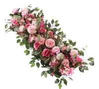 PADGCNOR Flower Wall Panel 100CM DIY Wedding Flower Wall Arrangement Silk Peonie Rose Artificial Floral Row Decor Marriage Iron Arch Backdrop for Birthday, Wedding(Rose red)