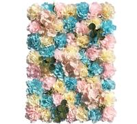 PADGCNOR Flower Wall Panel Artificial Flower Wall Panel 3D Rose Background Party Wedding Backdrop Bridal Shower Home Decor for Birthday, Wedding(Blue Yellow)