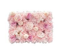 PADGCNOR Flower Wall Panel Silk Rose Flowers 3D Backdrop Wall Wedding Decoration Artificial Flower Panel For Home Decor Backdrops for Birthday, Wedding(Pink)