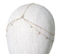 PADGCNOR Head Chain Party Head Chain Wedding Hair Accessories Elegant Headpiece Bling Bridal Forehead Jewelry(Gold)