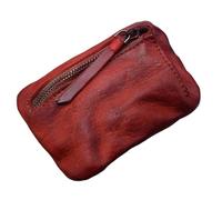 PADGCNOR Leather Coin Purse Men Vintage Original Leather Handmade Small Mini Wallet Card Holder Money Bag Women(Burgundy)