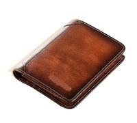 PADGCNOR Men Wallet Leather Trifold Wallet Vintage Thin Short Multi Function ID Credit Card Holder Male Purse Money(Brown-Double Folding)