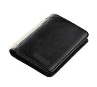 PADGCNOR Men Wallet Leather Trifold Wallet Vintage Thin Short Multi Function ID Credit Card Holder Male Purse Money(Black-Double Folding)