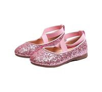 PADGCNOR Princess Court Shoes Princess Glitter Leather Girls Shoes Soft Comfortable Shiny Sequined Kids Sweet Wedding Dress Party Flats for Halloween Birthday(Pink,27-insole16.5cm)
