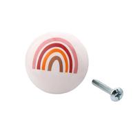 PADGCNOR Single Hole Handles 38mm Large Round Ceramic Furniture Handle Drawer Knob Cartoon Rainbow Printing Handles Wardrobe Cabinet Door Pulls DIY(Color 8)