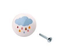 PADGCNOR Single Hole Handles 38mm Large Round Ceramic Furniture Handle Drawer Knob Cartoon Rainbow Printing Handles Wardrobe Cabinet Door Pulls DIY(Color 5)