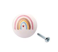PADGCNOR Single Hole Handles 38mm Large Round Ceramic Furniture Handle Drawer Knob Cartoon Rainbow Printing Handles Wardrobe Cabinet Door Pulls DIY(Color 12)