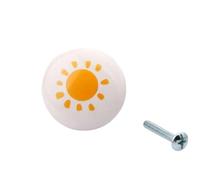 PADGCNOR Single Hole Handles 38mm Large Round Ceramic Furniture Handle Drawer Knob Cartoon Rainbow Printing Handles Wardrobe Cabinet Door Pulls DIY(Color 9)