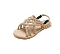 PADGCNOR Women's Straw Woven Slippers Straw Woven Slippers Hemp Rope Sandals for Female Summer Cross Straps Ladies(Beige,5.5 UK)