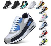 Padgene Men Women Running Shoes Sports Trainers Breathable Lightweight Sneakers Air Cushion Low Top Footwear Waking Fitness Lace up Shoes for Walking Gym Jogging Fitness Athletic Casual Navy Blue