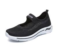 Padgene Women's Comfortable Working Nurse Shoes Non-Slip Breathable Walking Buffer Casual Nursing Orthotic Lightweight Shoes, 593 Black, 3 UK