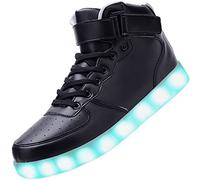 Padgene Women's Men's LED Lights Up Trainers Unisex Luminous Flashing Shoes USB Charging Lace Up Couples Boots Gift for Party Dance Halloween Christmas New Year Black