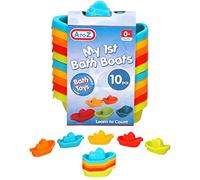 Padgett Bros A to Z My 1st Bath Boats, Educational Bath Toys for Babies 0+ Months, 10 Piece Stacking Set, Learn to Count