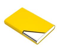 padike Business Card Holder, Upgraded Leather Business Card Case Pocket Card Holders for Men or Women, Metal Slim Name Card Holder RFID Blocking Business Card Carrier with Magnetic Closure (Y-YE)