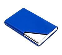 Padike Business Card Holder, Upgraded Leather Business Card Case Pocket Card Holders for Men or Women, Metal Slim Name Card Holder RFID Blocking Business Card Carrier with Magnetic Closure (Y-BU)