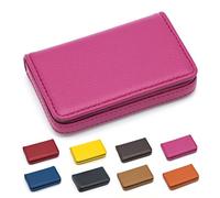 Padike Business Name Card Holder Luxury PU Leather,Business Name Card Holder Wallet Credit card ID Case/Holder for Men & Women - Keep Your Business Cards Clean (Rose red)