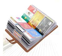 padike RFID Credit Card Holder Business Card Organizer Business Card Holder, with 96 Card Slots Credit Card Protector for Managing Your Different Cards to Prevent Loss or Damage, Apricot, Compact