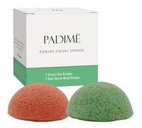 Padime 2pcs | Face Sponges Konjac | Facial Cleansing for Face | Beauty Konjac | Green Tea Sponge & Red Clay Facial Sponges for Washing | Esponjas para Lavar la cara
