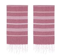 PADISHAHHOME Turkish Beach Towels, Pack of 2 | Oversized, Quick Dry, Sand Free | 100% Cotton, Large 38x71 Towels for Beach, Pool, Travel | Ultra-Soft, Compact, and Absorbent | Burgundy