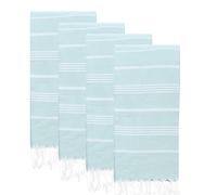 PADISHAHHOME Turkish Beach Towels, Pack of 4 | Oversized, Quick Dry, Sand Free | 100% Cotton, Large 38x71 Towels for Beach, Pool, Travel | Ultra-Soft, Compact, and Absorbent | Aquamarine
