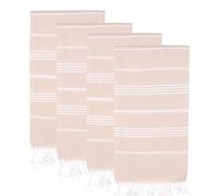 PADISHAHHOME Turkish Beach Towels, Pack of 4 | Oversized, Quick Dry, Sand Free | 100% Cotton, Large 38x71 Towels for Beach, Pool, Travel | Ultra-Soft, Compact, and Absorbent | Beige
