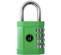 Padlock 4 Digit Combination Lock - for Gym School Locker, Outdoor Gate, Shed, Fence, and Storage - Weatherproof Metal - Keyless, Easy to Set, Resettable - Green