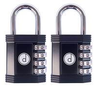 Padlock 4 Digit Combination Lock - for Gym School Locker, Outdoor Gate, Shed, Fence, and Storage - Weatherproof Metal - Keyless, Easy to Set, Resettable (Black, 2 Pack)