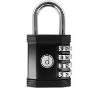 Padlock 4 Digit Combination Lock - for Gym School Locker, Outdoor Gate, Shed, Fence, and Storage - Weatherproof Metal - Keyless, Easy to Set, Resettable - Black