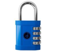 Padlock 4 Digit Combination Lock - for Gym School Locker, Outdoor Gate, Shed, Fence, and Storage - Weatherproof Metal - Keyless, Easy to Set, Resettable - Blue